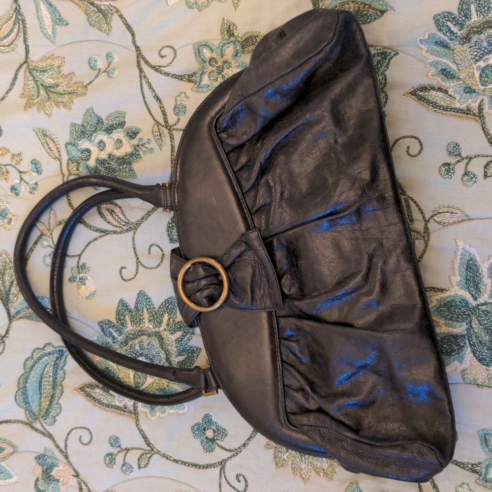 HOBO brand black genuine leather retro style handbag
